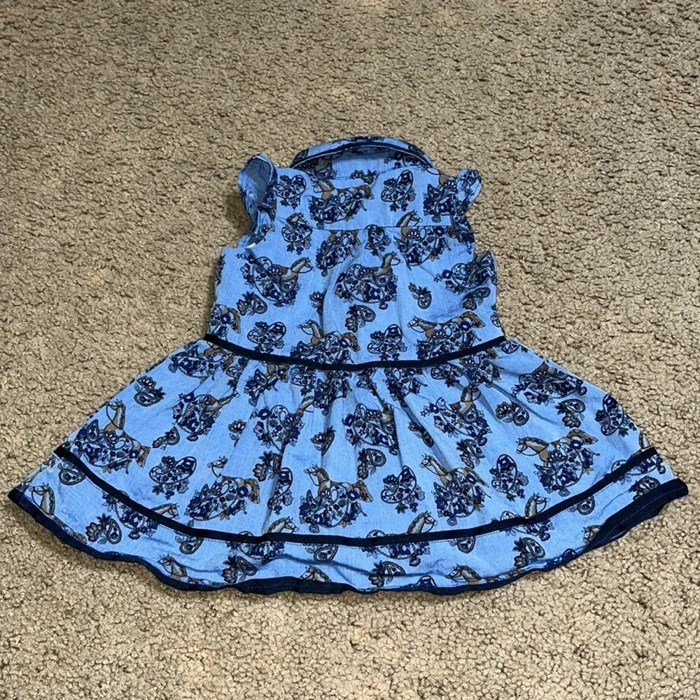 Janie and‎ Jack Carousel Rocking Horse Equestrian Paisley Floral Dress 3 - 6 M